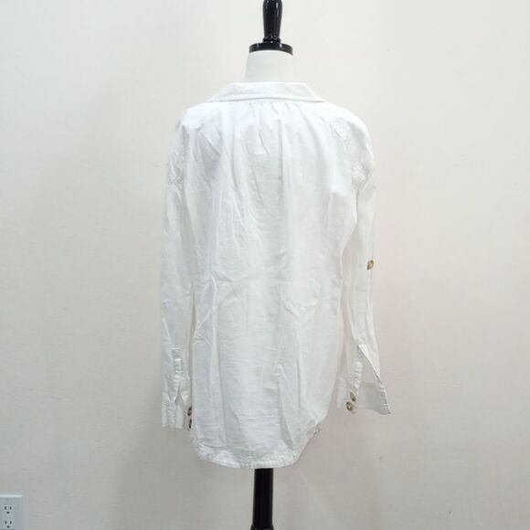 Free People Sunshine In My Pockets Linen Cotton Button-up Shirt Shacket -Size S - Picture 8 of 11